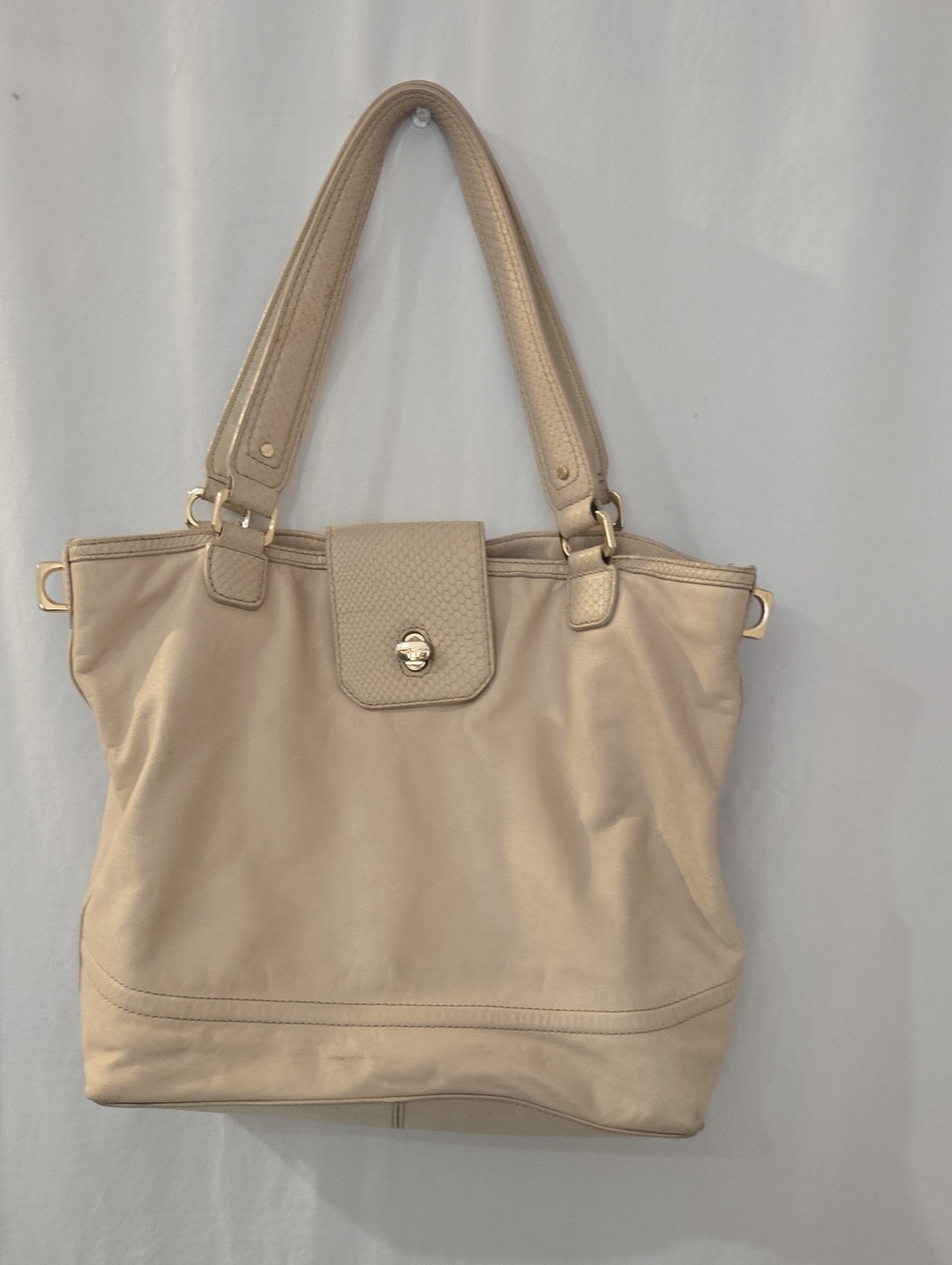Everyday Neutral Tote Bag with Turn-Lock Flap Cole Haan Brand